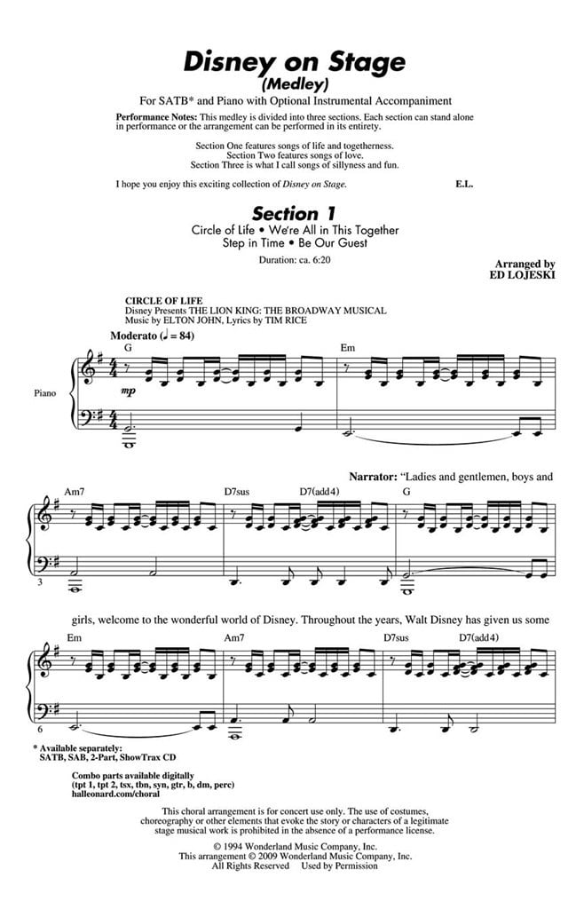 Disney on Stage (Medley)